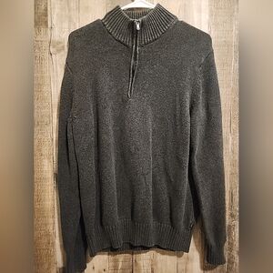 Calvin Klein Quarter Zip Pullover Sweater Mens L Gray Long Sleeve Knit 1/4 Zip